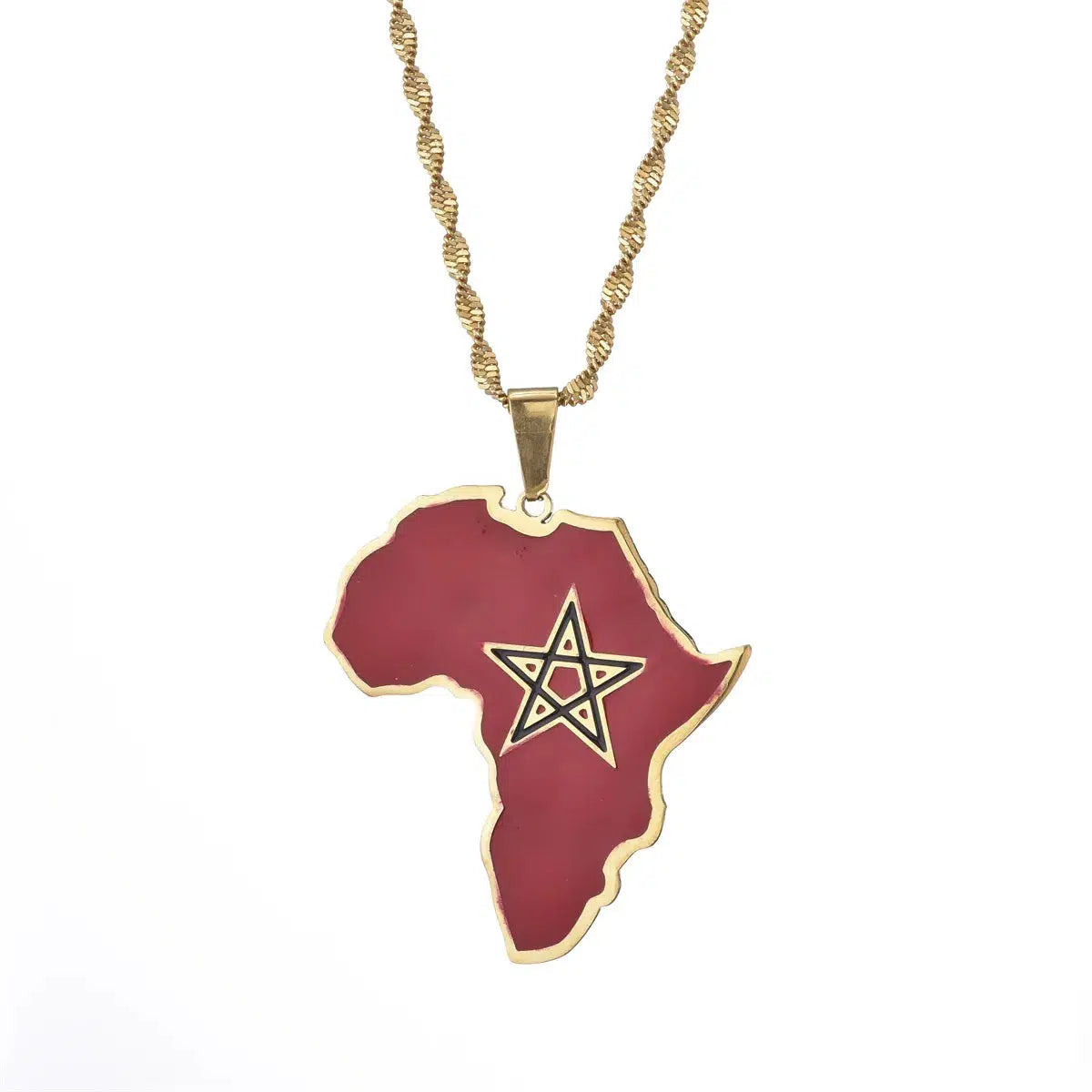 Morocco Flag Map Necklace