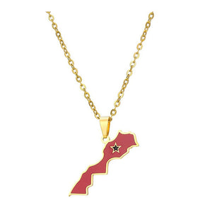 Morocco Flag Map Necklace