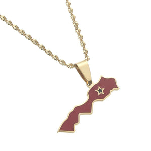 Morocco Flag Map Necklace