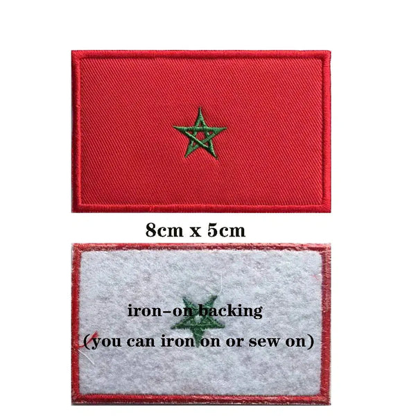 Morocco Flag Patch - Iron On/Hook & Loop Patch