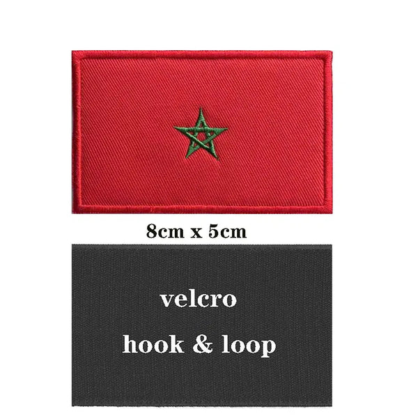 Morocco Flag Patch - Iron On/Hook & Loop Patch