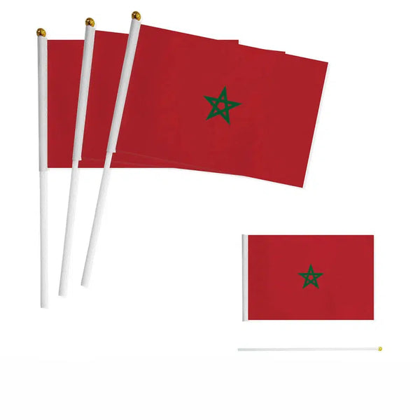 Morocco Flag on Stick - Small Handheld Flag (50/100Pcs)