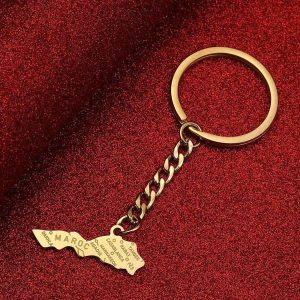 Morocco Map Keychain