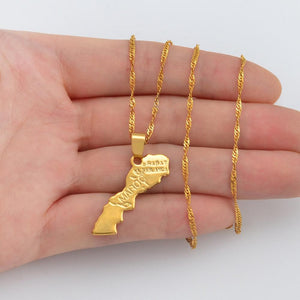 Morocco Map Necklace