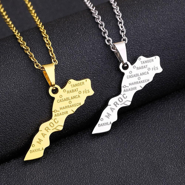 Morocco Map Necklace