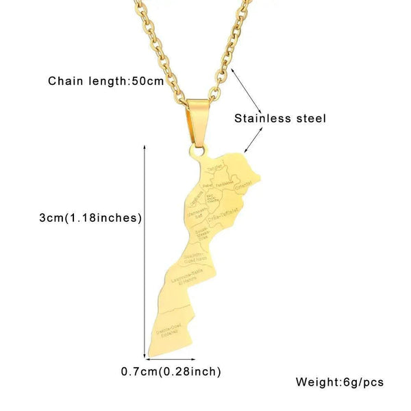 Morocco Map Necklace