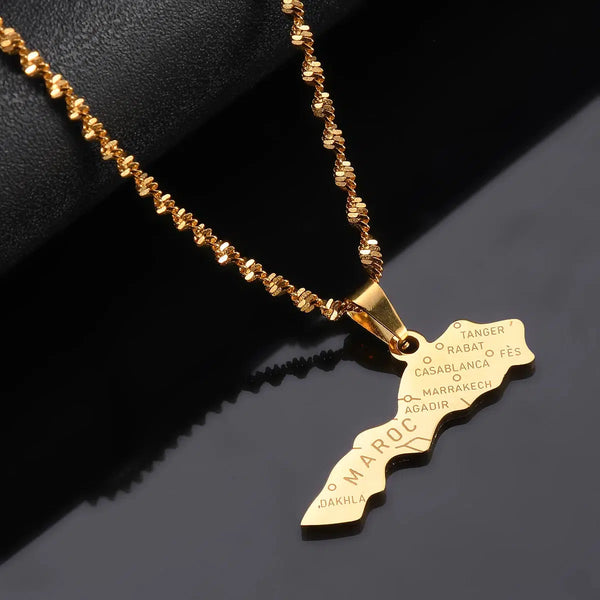 Morocco Map Necklace