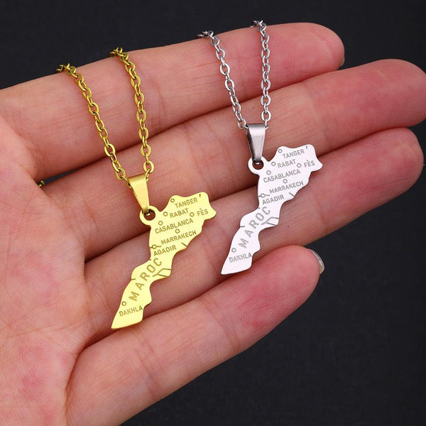 Morocco Map Necklace