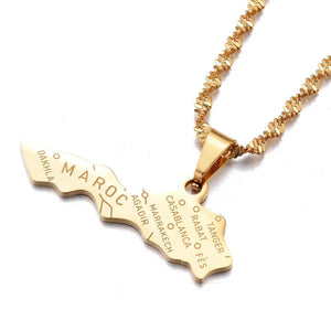 Morocco Map Necklace