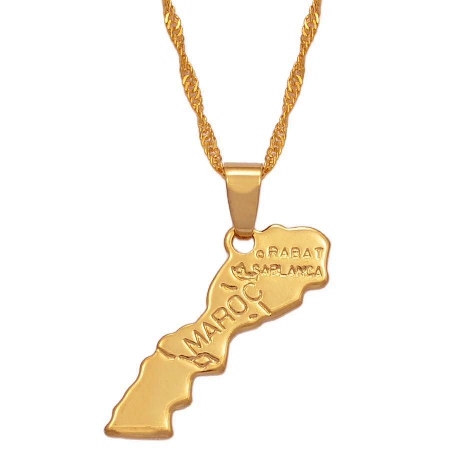 Morocco Map Necklace