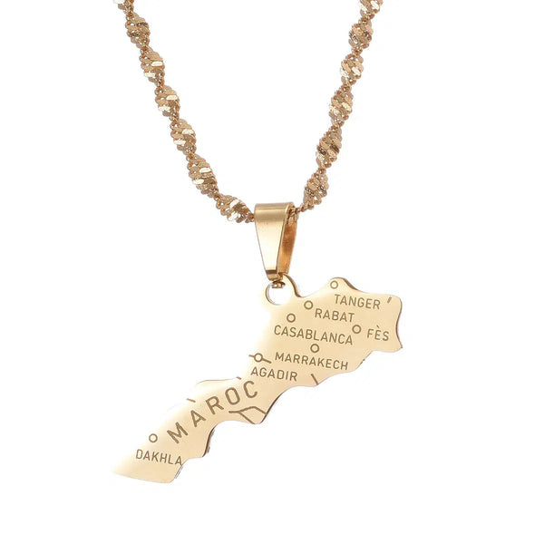 Morocco Map Necklace