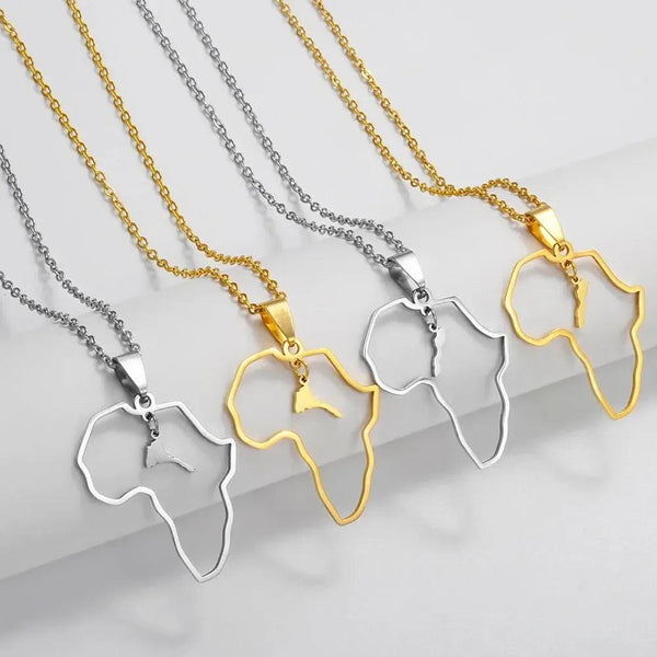 Morocco and Eritrea Map Necklace