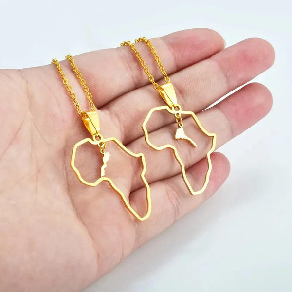 Morocco and Eritrea Map Necklace