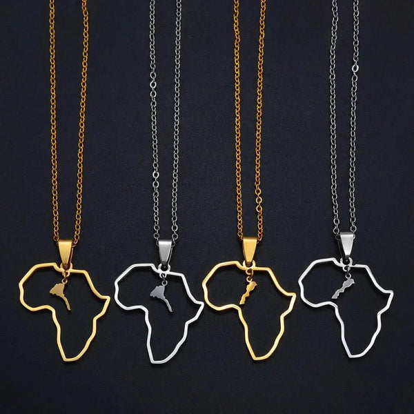 Morocco and Eritrea Map Necklace