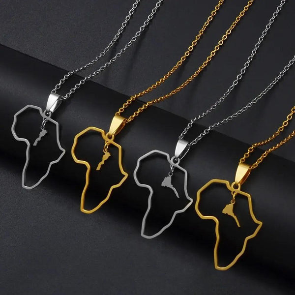 Morocco and Eritrea Map Necklace