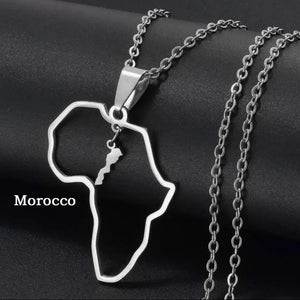 Morocco and Eritrea Map Necklace