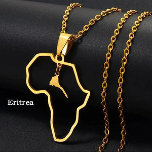 Morocco and Eritrea Map Necklace