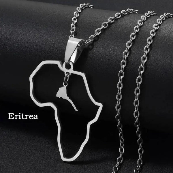 Morocco and Eritrea Map Necklace