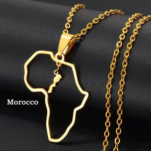 Morocco and Eritrea Map Necklace