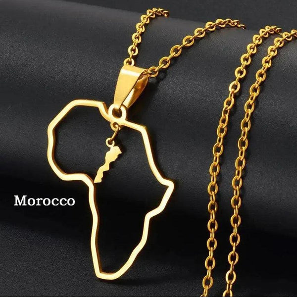 Morocco and Eritrea Map Necklace