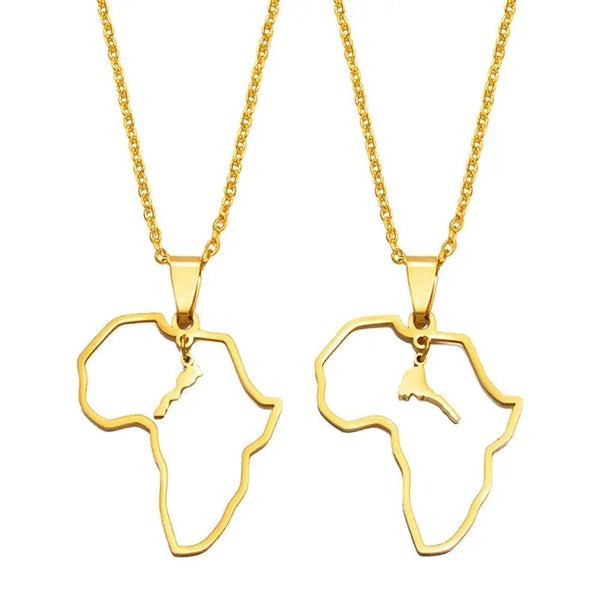 Morocco and Eritrea Map Necklace
