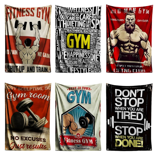 Motivational Gym Flags - 90x150cm(3x5ft) - 60x90cm(2x3ft)