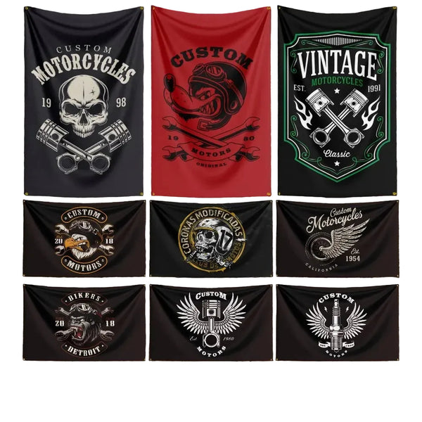 Motorcycle Flags - 90x150cm(3x5ft) - 60x90cm(2x3ft) - Biker Flags