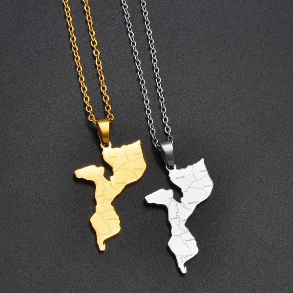 Mozambique Map Necklace