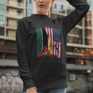 Mozambique USA Flag - Half American Sweatshirt