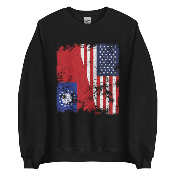 Myanmar Burma USA Flag - Half American Sweatshirt