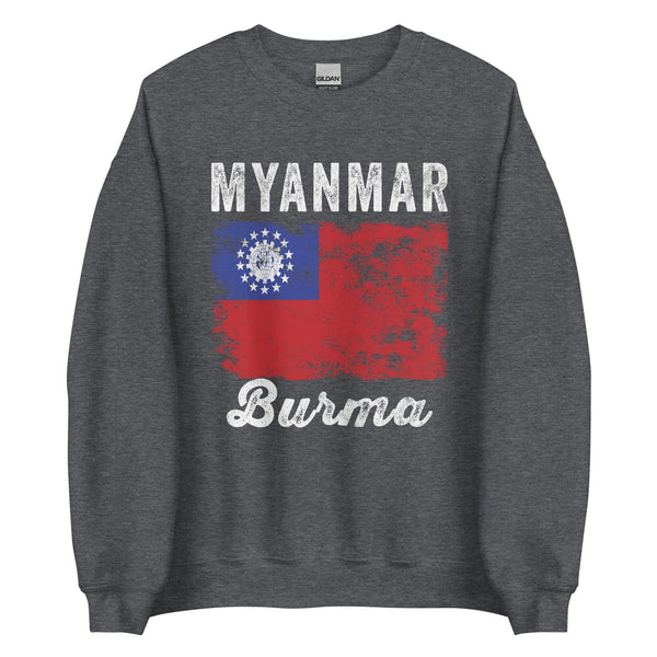 Myanmar Flag Distressed - Burmese Flag Sweatshirt