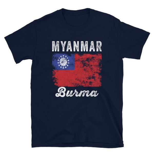 Myanmar Flag Distressed - Burmese Flag T-Shirt