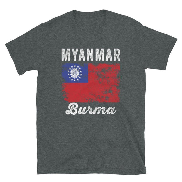 Myanmar Flag Distressed - Burmese Flag T-Shirt