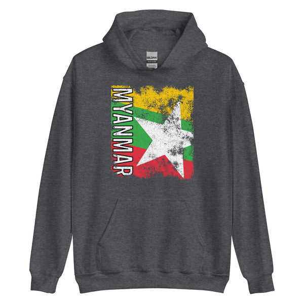 Myanmar Flag - Distressed Flag Hoodie