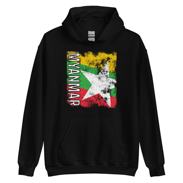 Myanmar Flag - Distressed Flag Hoodie