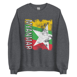 Myanmar Flag - Distressed Flag Sweatshirt