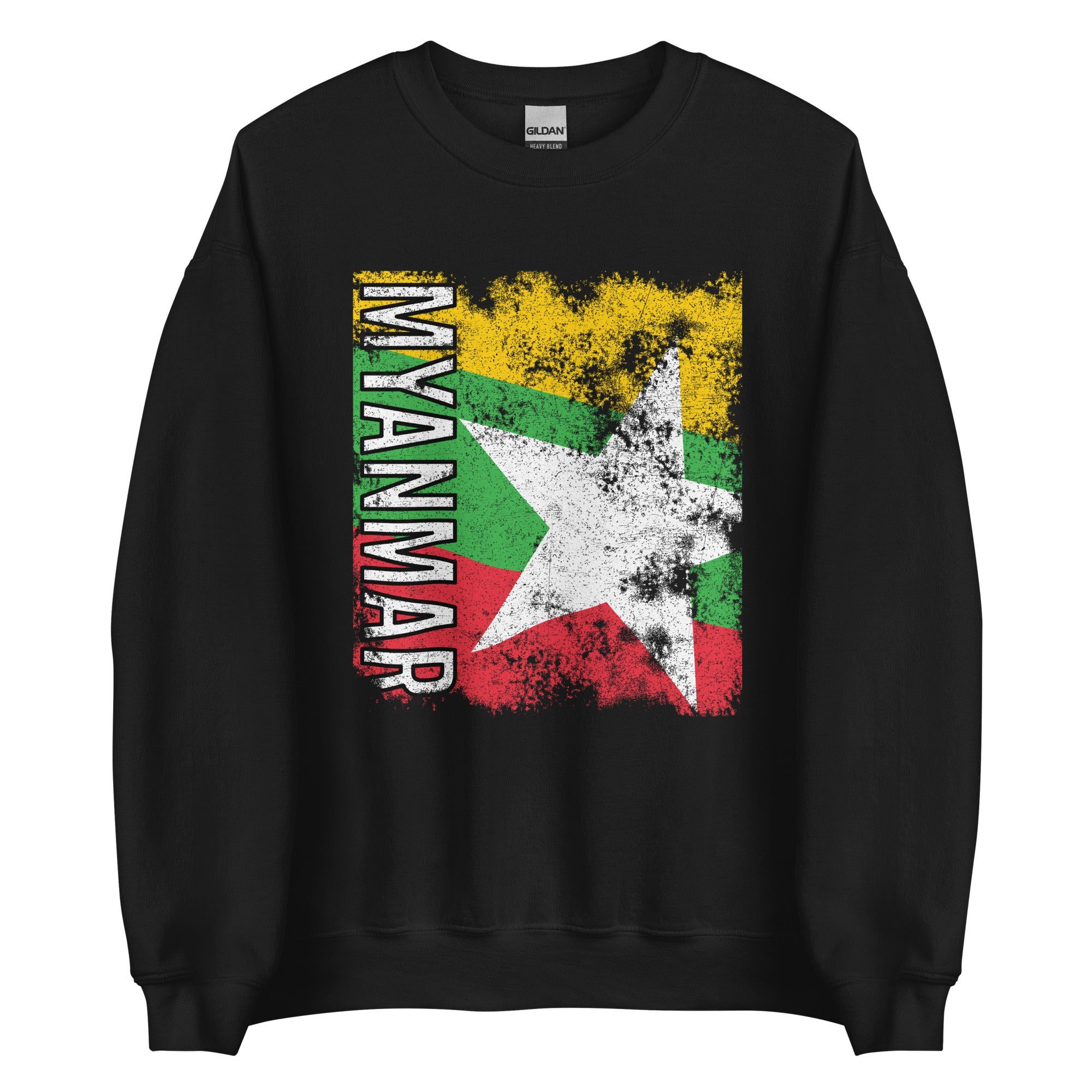 Myanmar Flag - Distressed Flag Sweatshirt