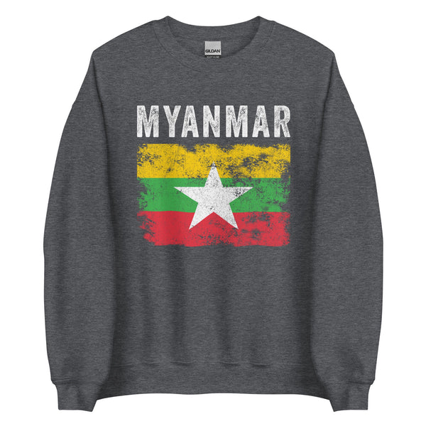 Myanmar Flag Distressed - Myanmar Flag Sweatshirt