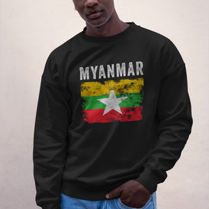 Myanmar Flag Distressed - Myanmar Flag Sweatshirt