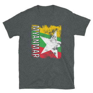 Myanmar Flag Distressed T-Shirt