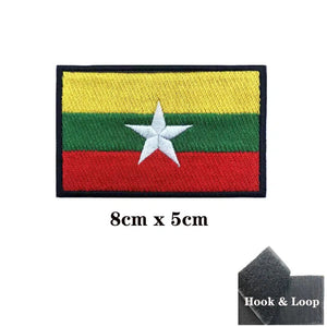 Myanmar Flag Patch - Iron On/Hook & Loop Patch