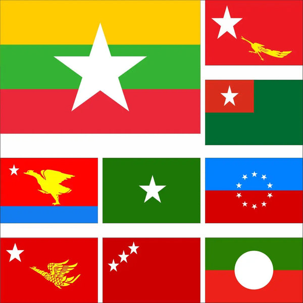 Myanmar Flags - Burmese Flags - 90x150cm(3x5ft) - 60x90cm(2x3ft)