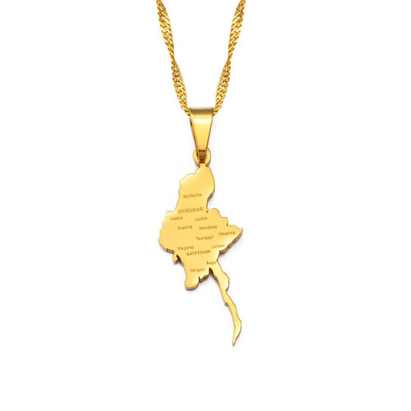 Myanmar Map Necklace