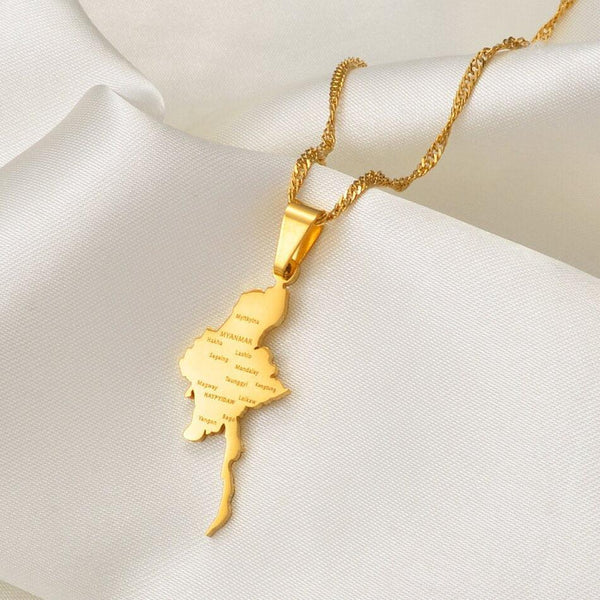 Myanmar Map Necklace