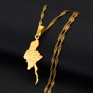 Myanmar Map Necklace