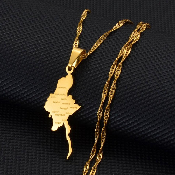 Myanmar Map Necklace