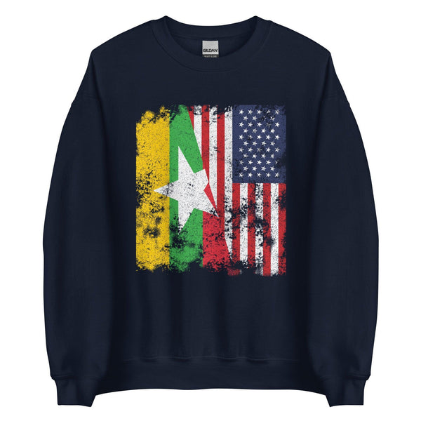 Myanmar USA Flag - Half American Sweatshirt