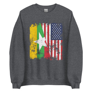 Myanmar USA Flag - Half American Sweatshirt