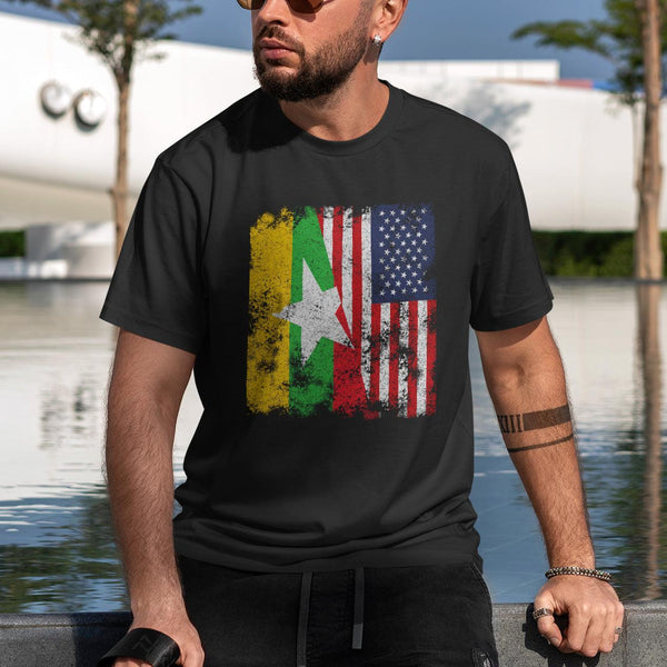 Myanmar USA Flag - Half American T-Shirt
