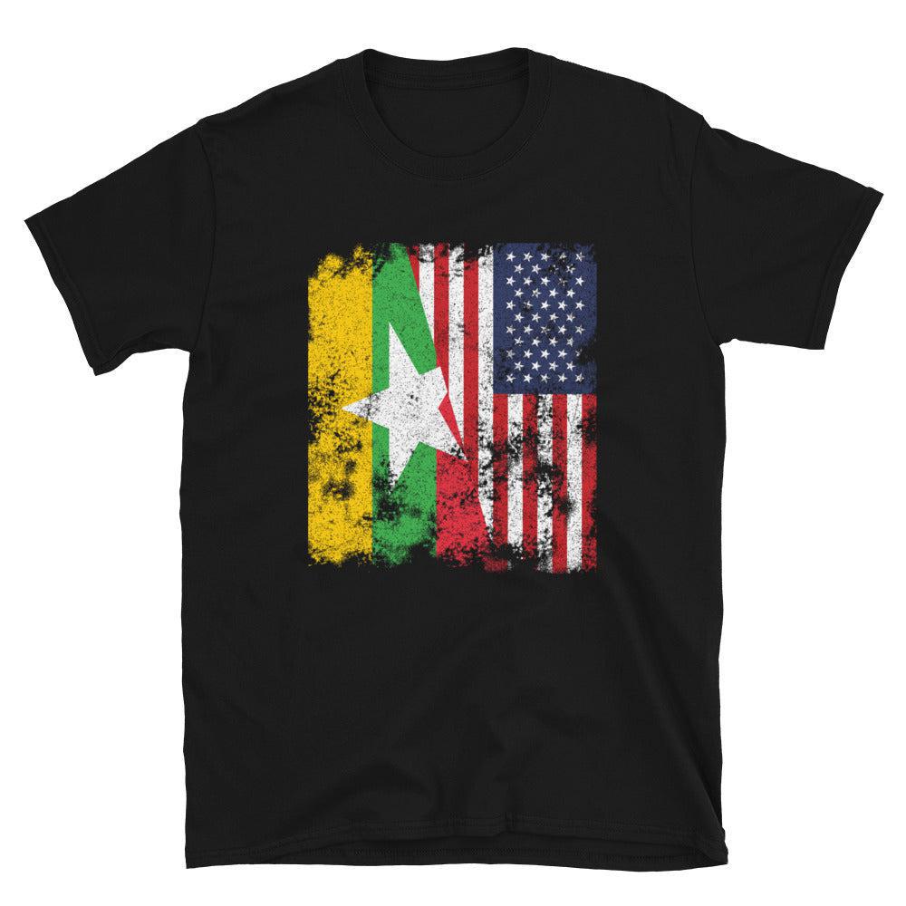 Myanmar USA Flag - Half American T-Shirt